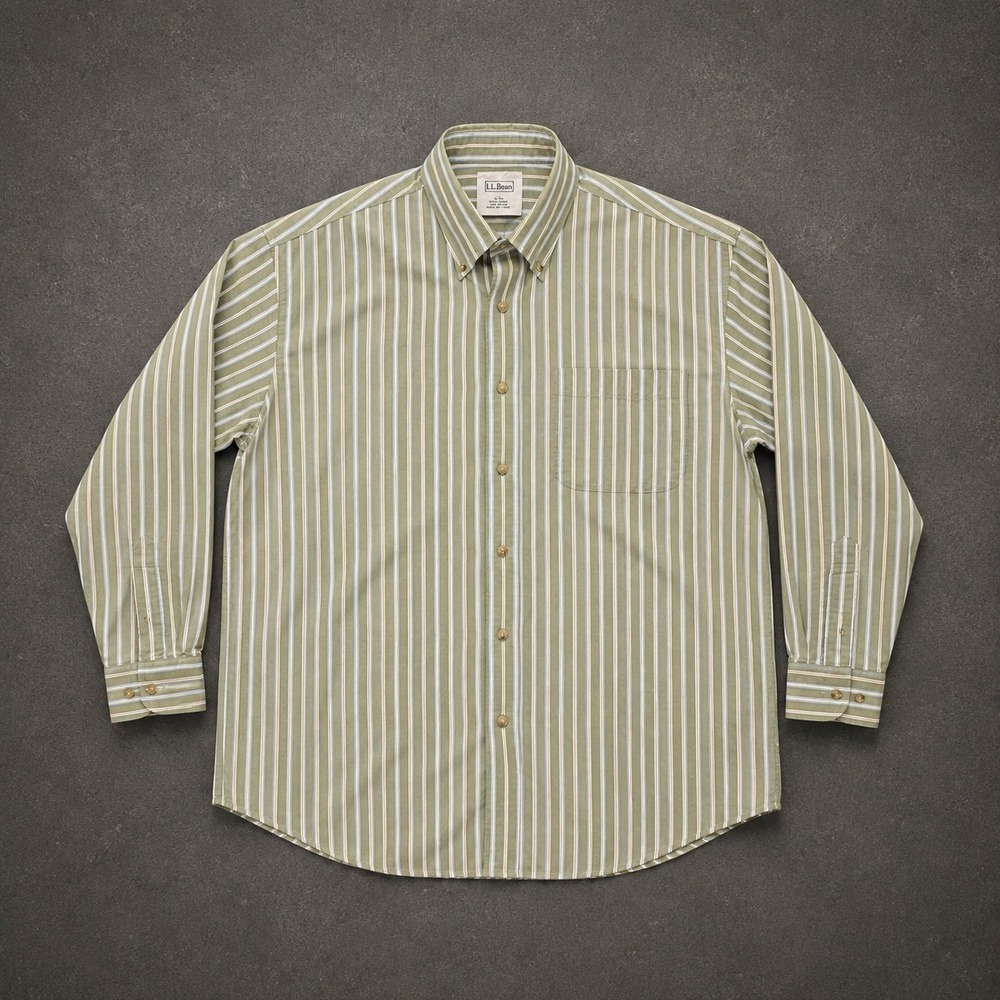 L.L.Bean Striped Button-Down Button Up Shirt Mens XL Tall Long Sleeve Cotton